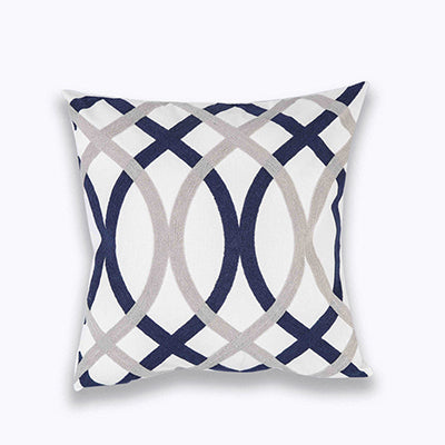 Navy/Taupe Circular Cushion Cover