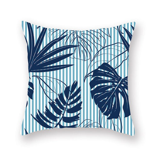 Blue Palm Outdoor Cushion