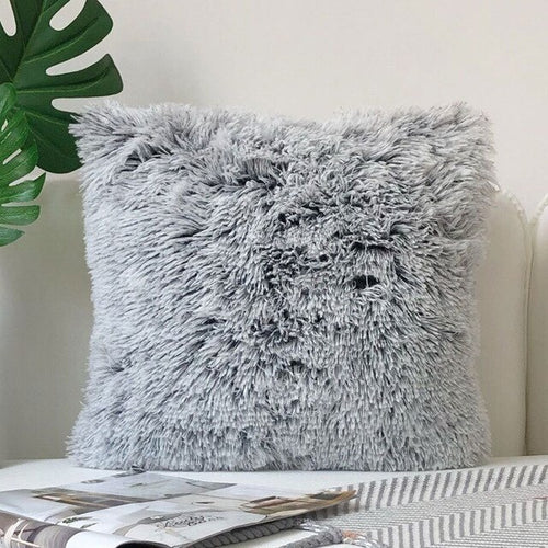 Faux Fur Grey Cushion Cover