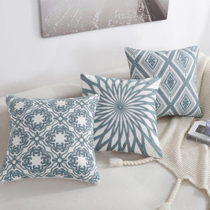 Sage Diamond Embroidered Cushion Cover