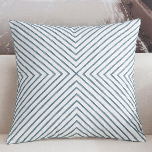 Sage Geometric Embroidered Cushion Cover