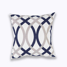 Load image into Gallery viewer, Navy/Taupe Circular Cushion Cover