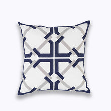 Load image into Gallery viewer, Navy/Taupe Geometric Cushion Cover