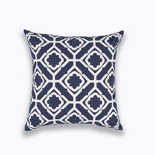 Load image into Gallery viewer, Navy Geometric Embroidered Cushion Cover