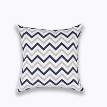 Load image into Gallery viewer, Navy/Taupe Zig Zag Cushion Cover