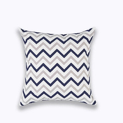 Navy/Taupe Zig Zag Cushion Cover