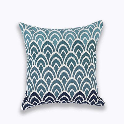 Blue Coastal Scalloped Cushion Cover