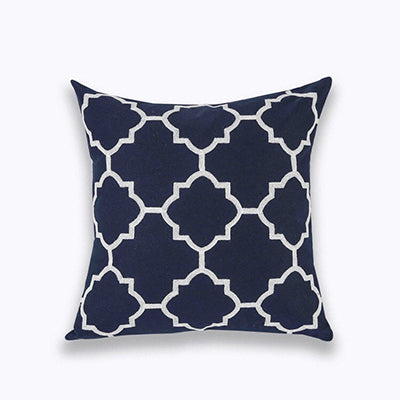 Navy Morrocan Pattern Cushion Cover