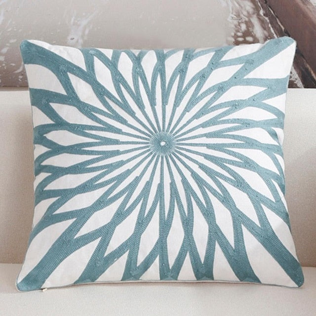 Sage Star Embroidered Cushion Cover