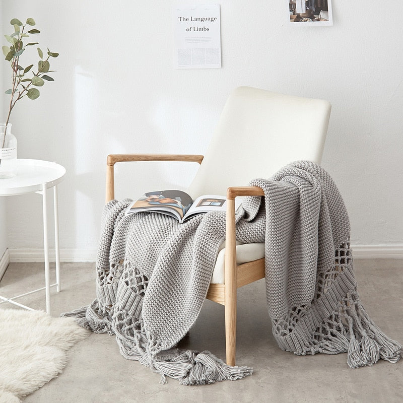 Grey Knitted Throw